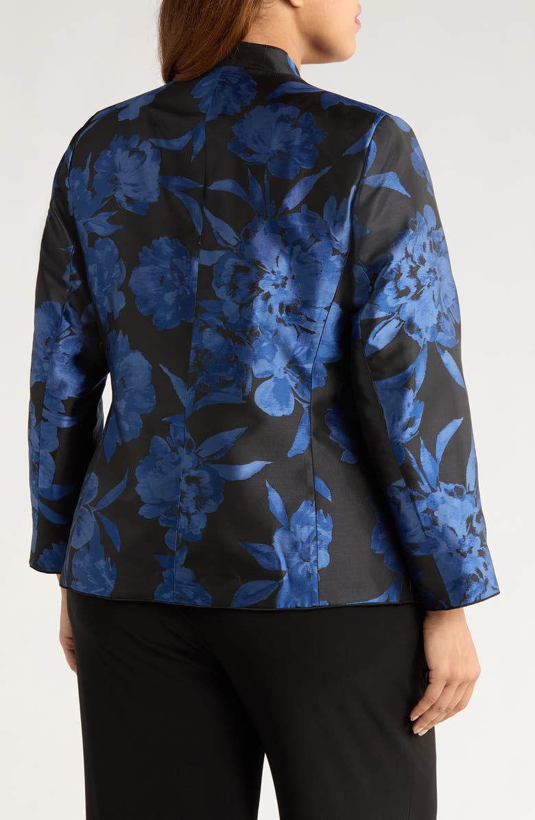 KASPER Floral Kissing Front Jacket, Alternate, color, Blue Night Multi