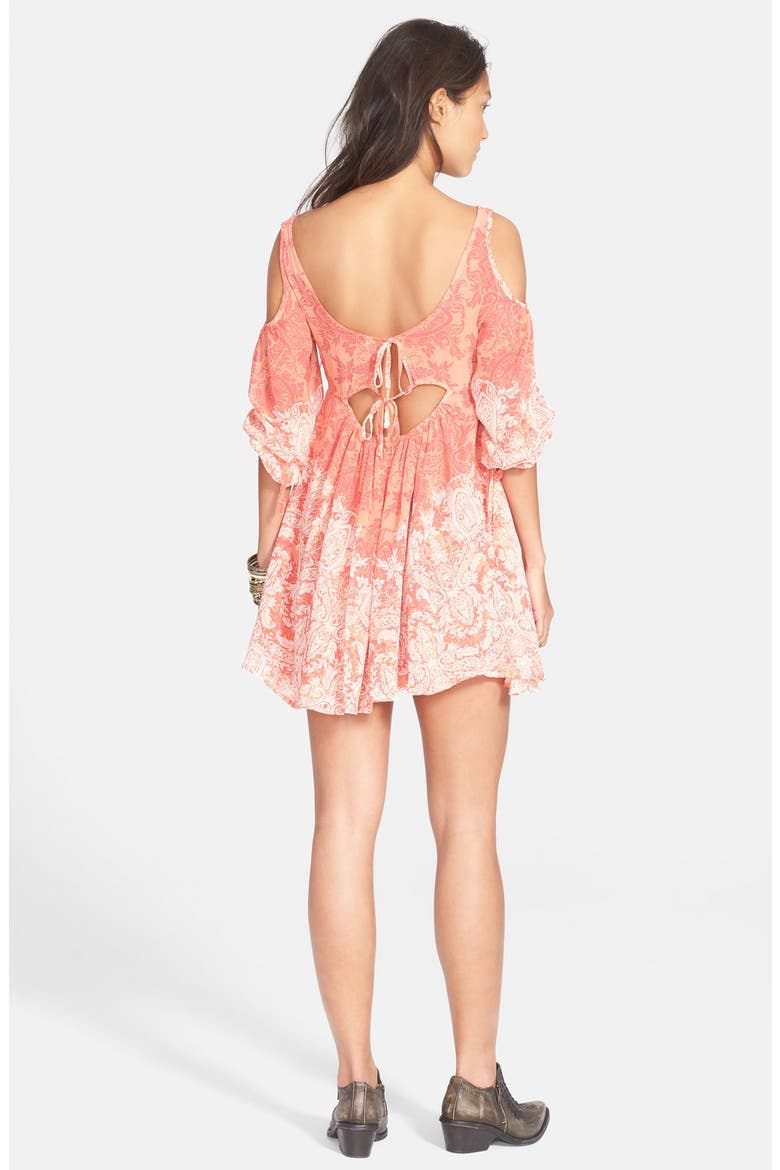 'Penny Love' Print Cold Shoulder Dress, Alternate, color, CLEMENTINE COMBO
