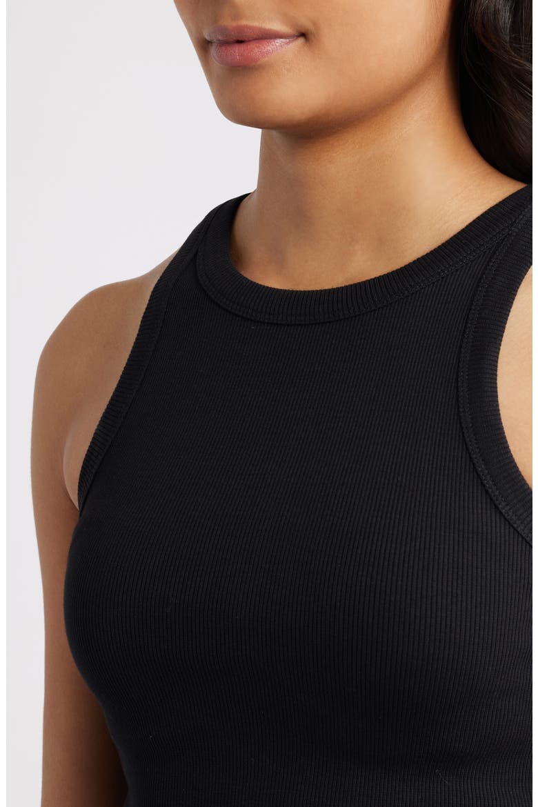 Rib Stretch Cotton Tank, Alternate, color, BLACK