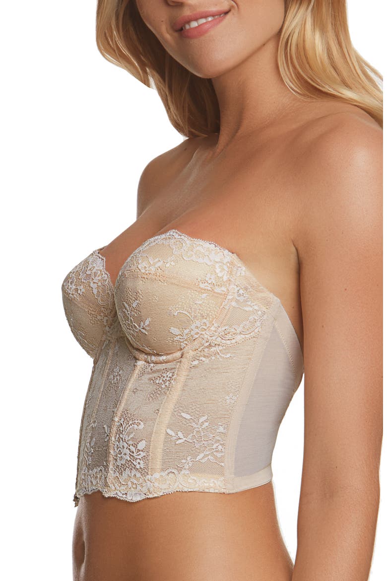 Tayler Lace Strapless Underwire Bustier, Alternate, color, LATTE