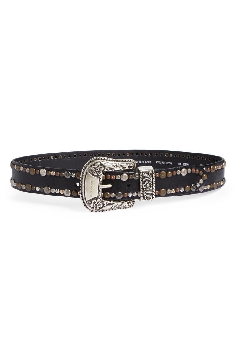 Golden Goose Studded Leather Belt, Main, color, 