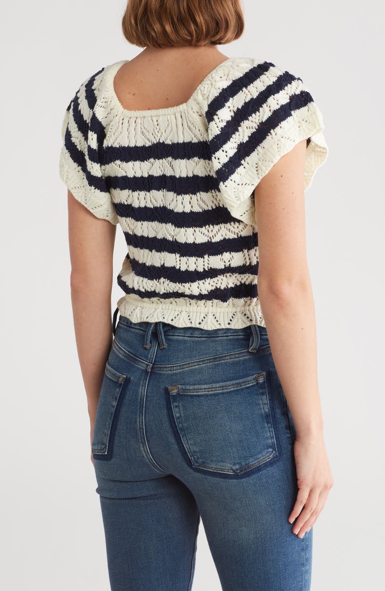 BY DESIGN Lala Stripe Open Stitch Off the Shoulder Sweater, Alternate, color, 
