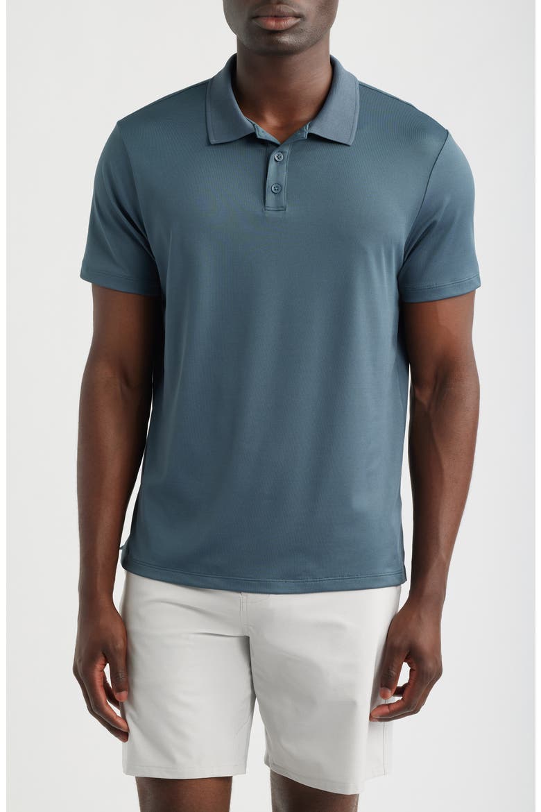 Textured Golf Polo, Main, color, BLUE SLATE