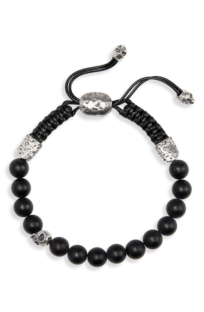 John Varvatos Skull Bead Bracelet, Main, color, Black