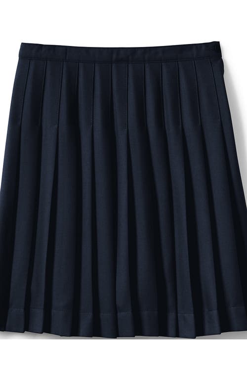 Lands' End School Uniform Girls Solid Pleated Skirt Below The Knee In Classic Navy