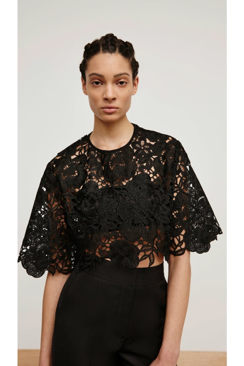 Lace Tee, Alternate, color, Black
