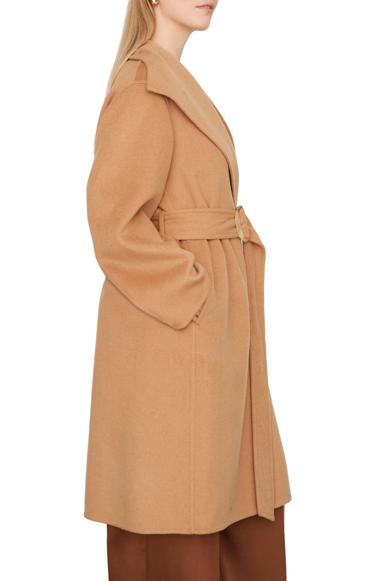 Drape Neck Belted Wool & Cashmere Coat