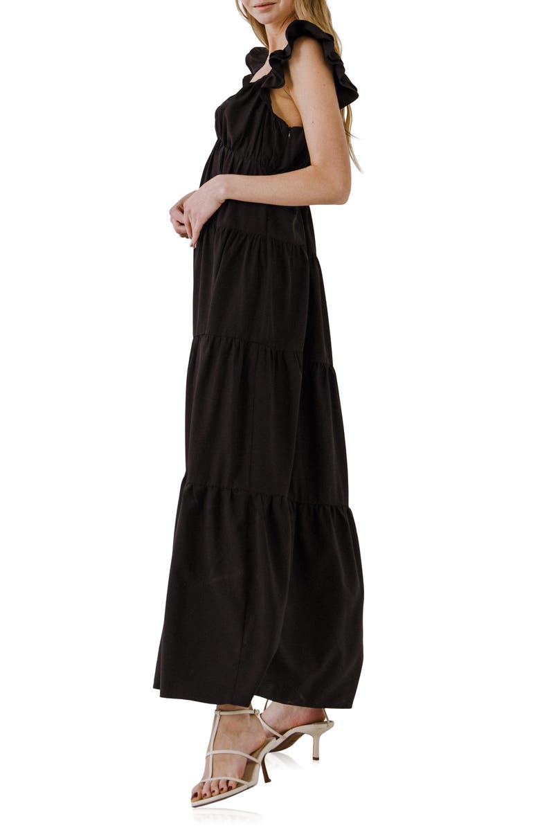 Free the Roses Ruffle Sleeve Maxi Dress, Alternate, color, 