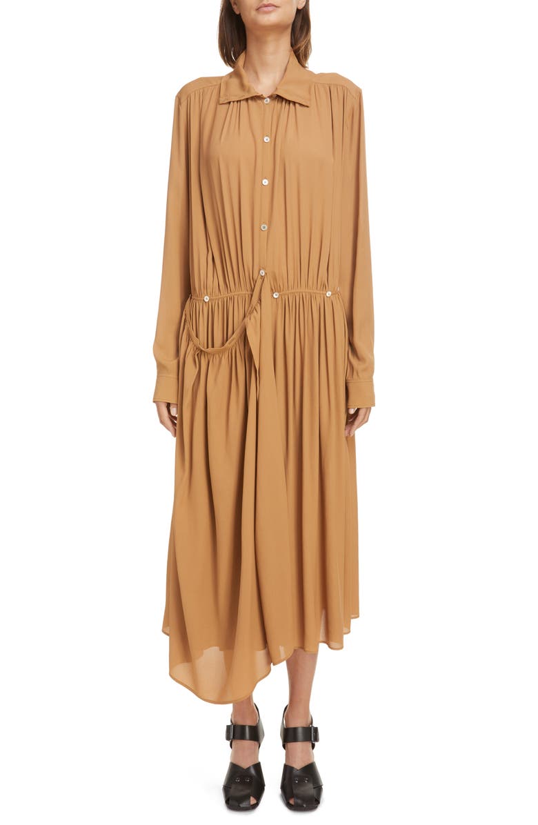 Lemaire Asymmetric Long Sleeve Apron Dress, Main, color, 