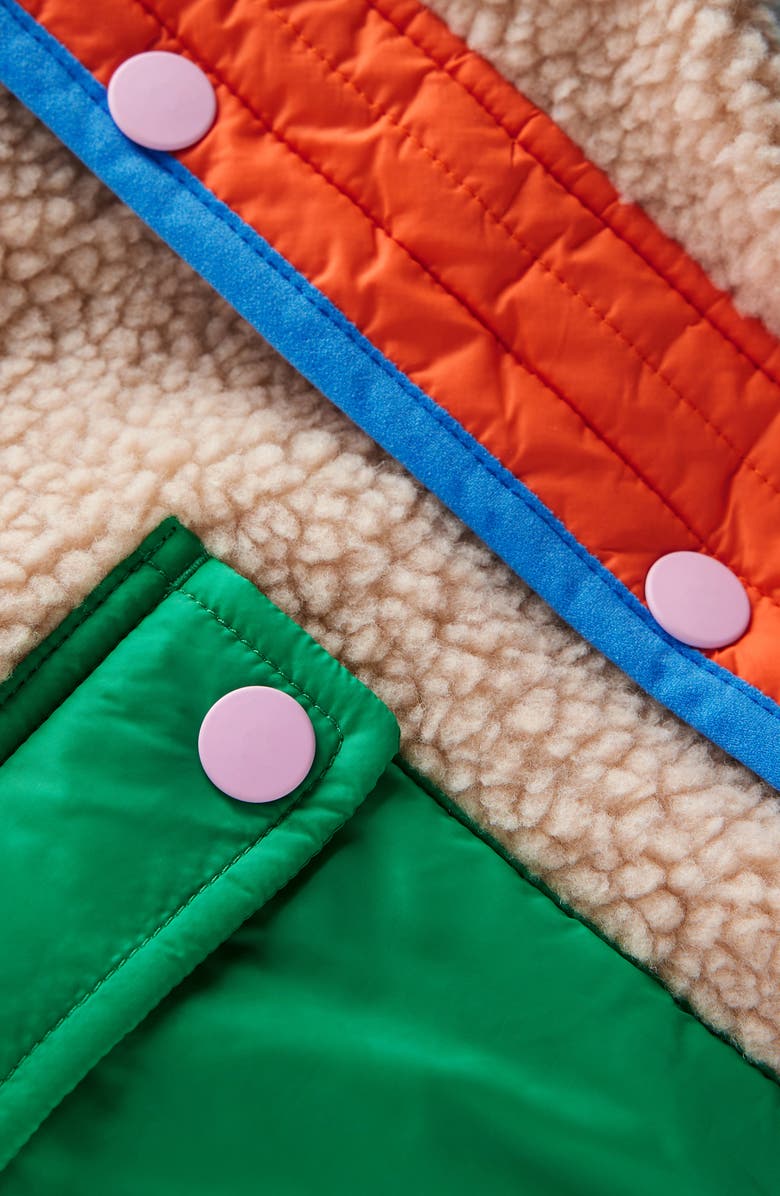 Mini Boden Kids' Quilted & Borg Fleece Hooded Jacket, Alternate, color, 