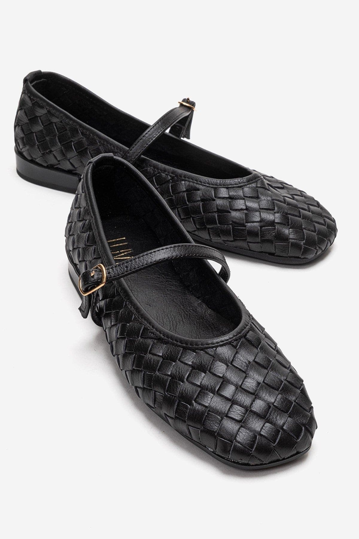 Forever & Always Shoes Yevora Leather Woven Strap Ballet Flat, Main, color, Black