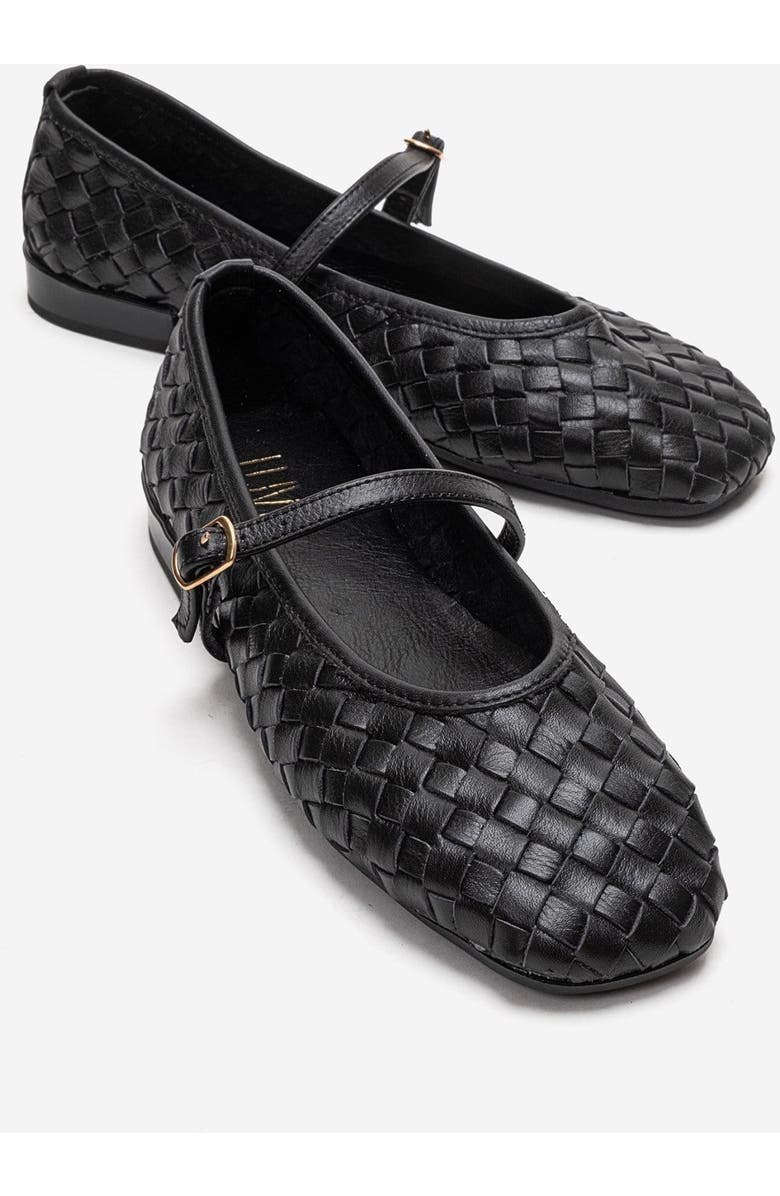 Forever & Always Shoes Yevora Leather Woven Strap Ballet Flat, Main, color, Black