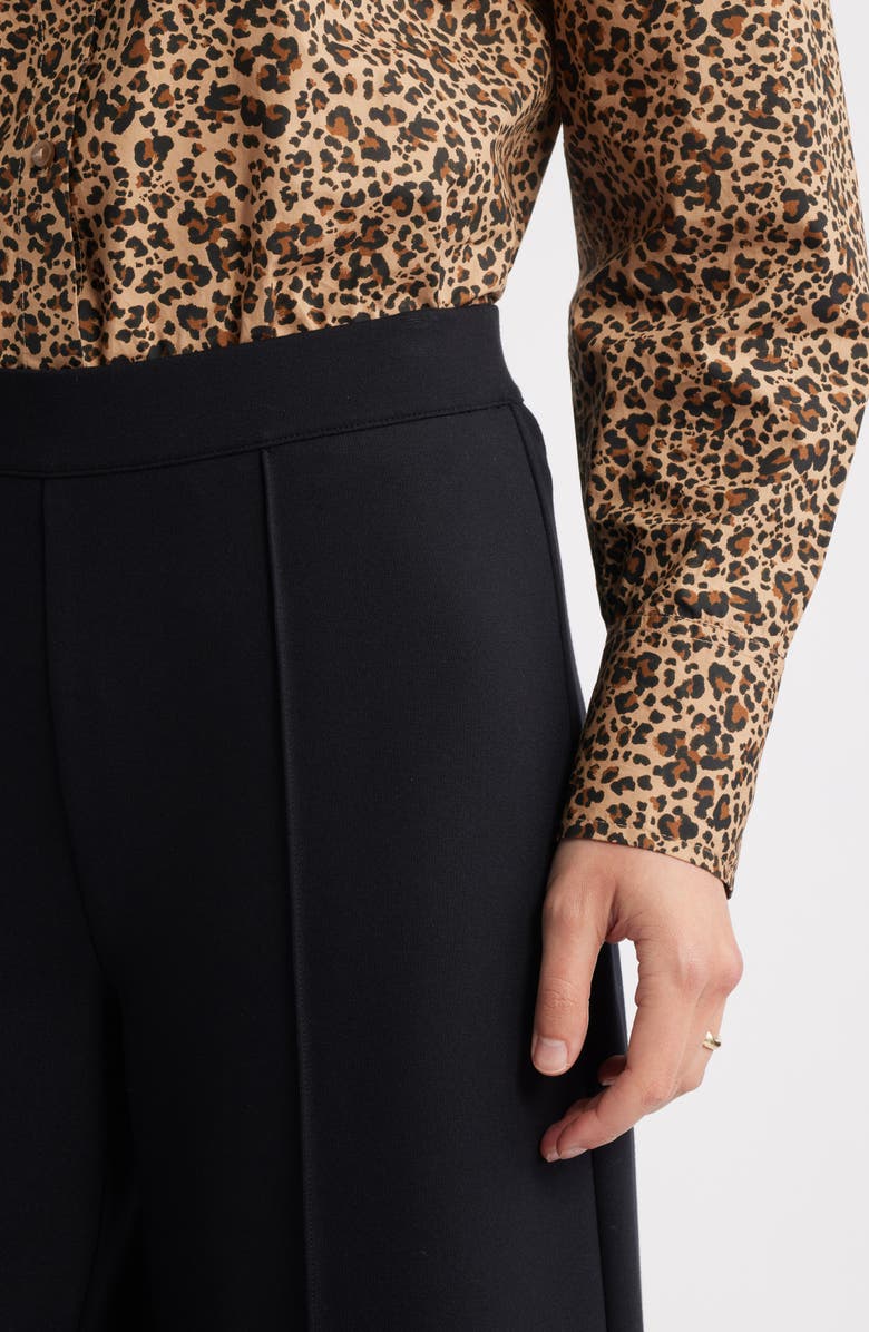 Caslon<sup>®</sup> Wide Leg Crop Ponte Pants, Alternate, color, Black