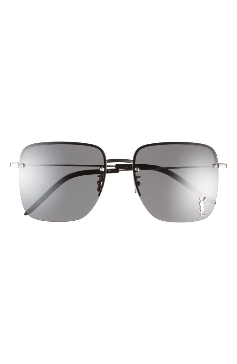 Saint Laurent <p>Square Sunglasses</p>, Main, color, Silver Silver Grey