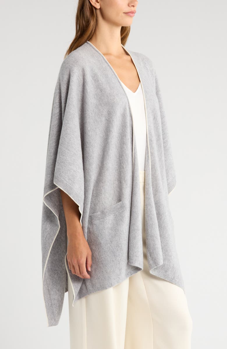 Vince Tipped Cashmere Wrap, Alternate, color, Medium Grey/ Off White