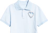Area Crystal Heart Cutout Crop Polo