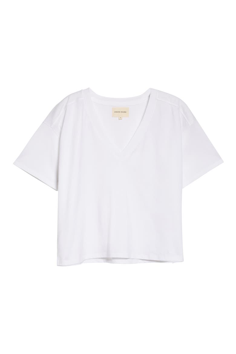 Faaa V-Neck Cotton T-Shirt, Alternate, color, WHITE