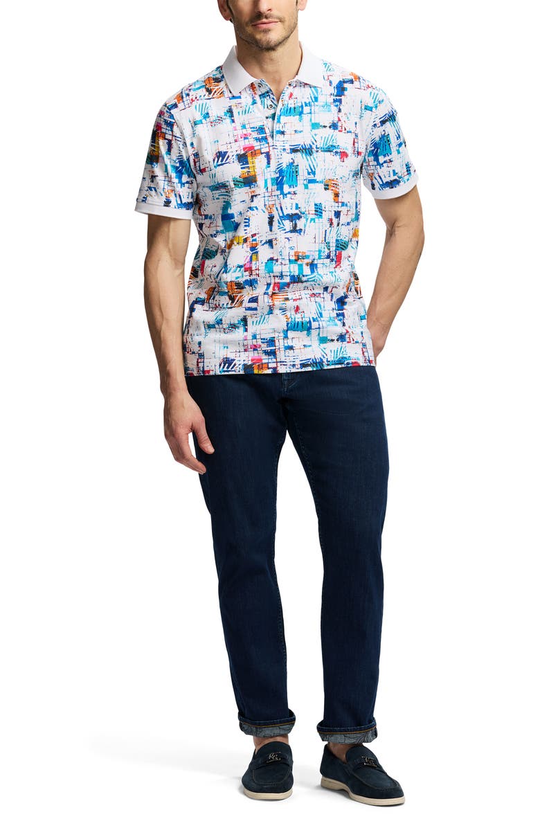 Robert Graham Hawkhurst Cotton Knit Polo, Alternate, color, Multi White