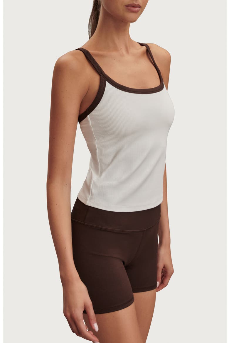 Theon Scoop Neck Performance Tank, Alternate, color, WHITE / COFFEE BEAN