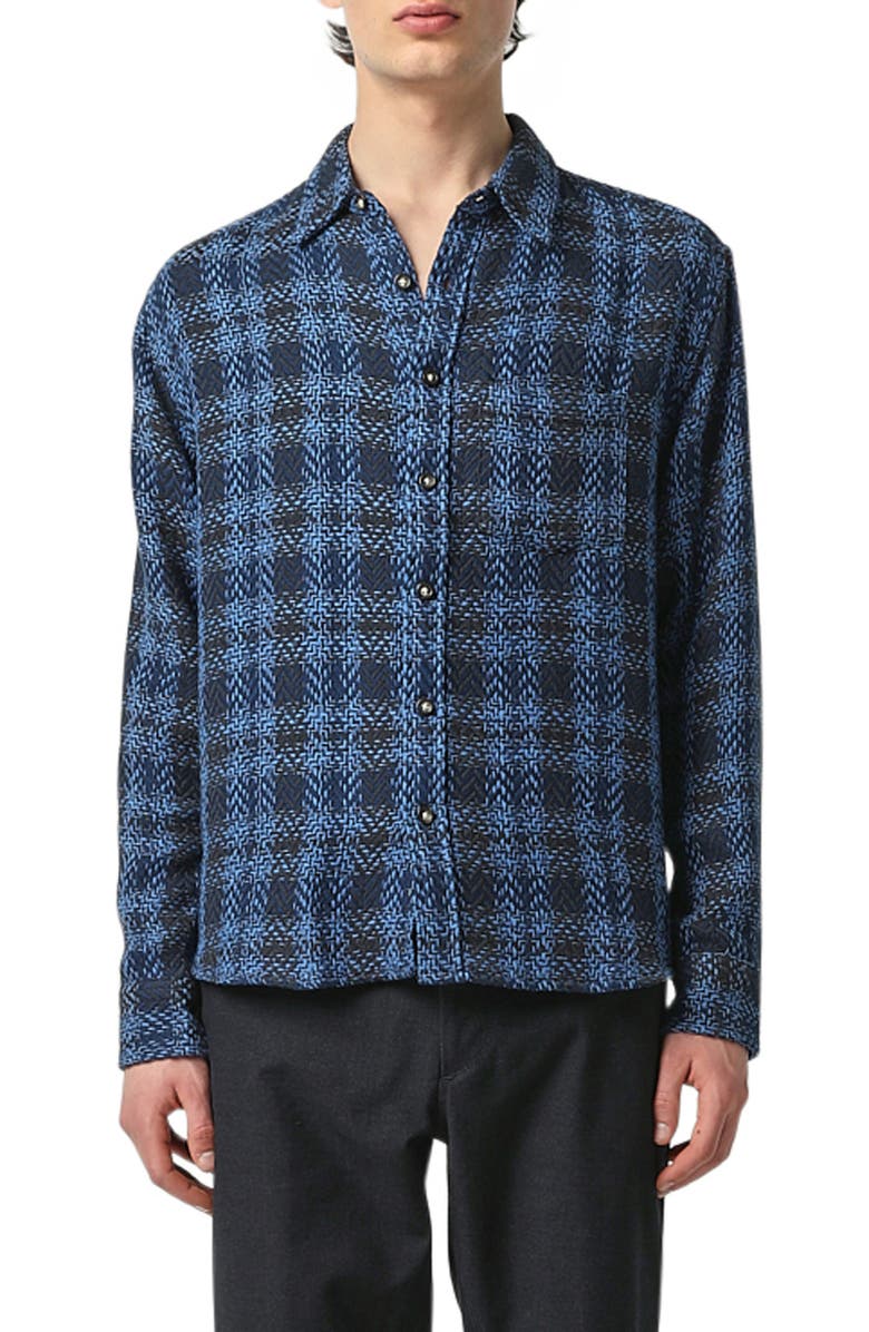 Corridor Acid Plaid Cosmic Button-Up Shirt, Main, color, 