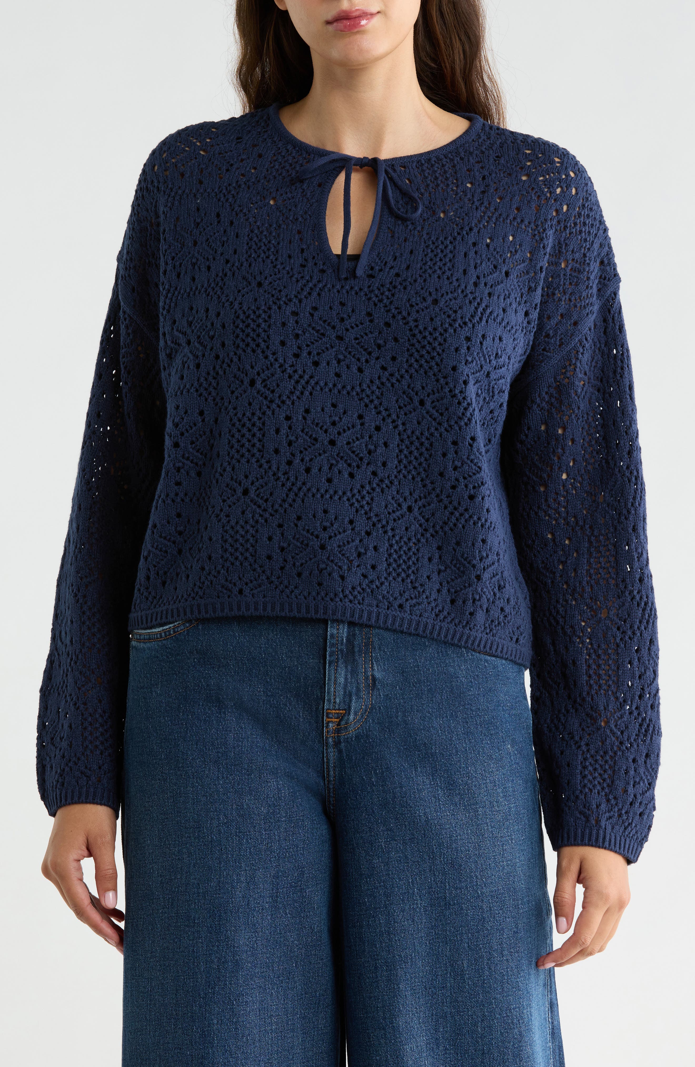 Beckham Cotton Blend Openwork Sweater