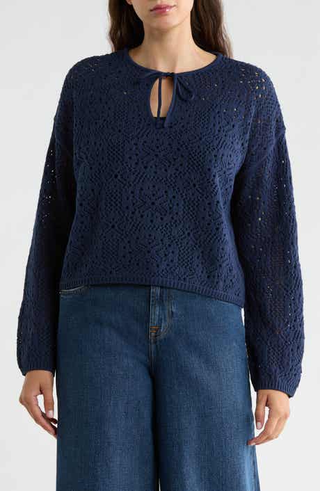 Beckham Cotton Blend Openwork Sweater