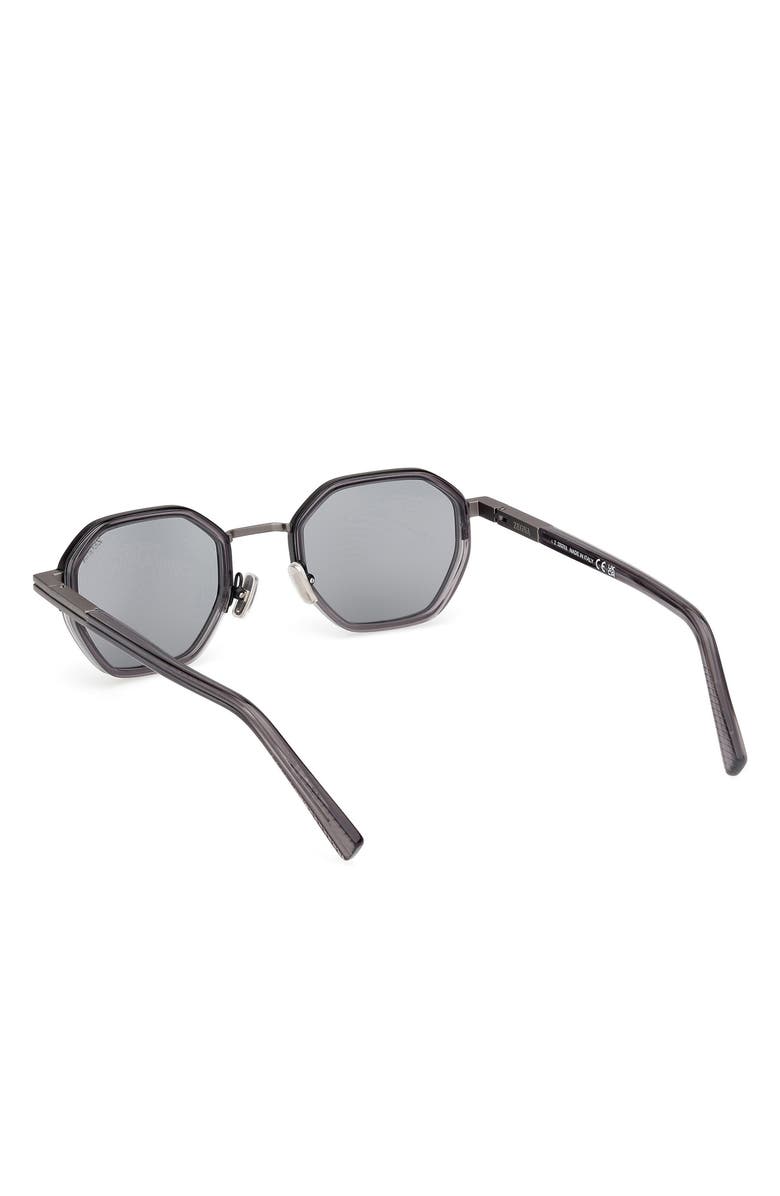 ZEGNA 50mm Geometric Sunglasses, Alternate, color, Grey/ Other / Smoke