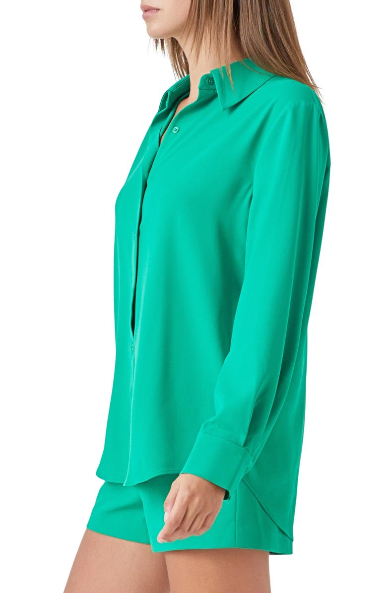 Endless Rose Solid Button-Up Shirt, Alternate, color, Green