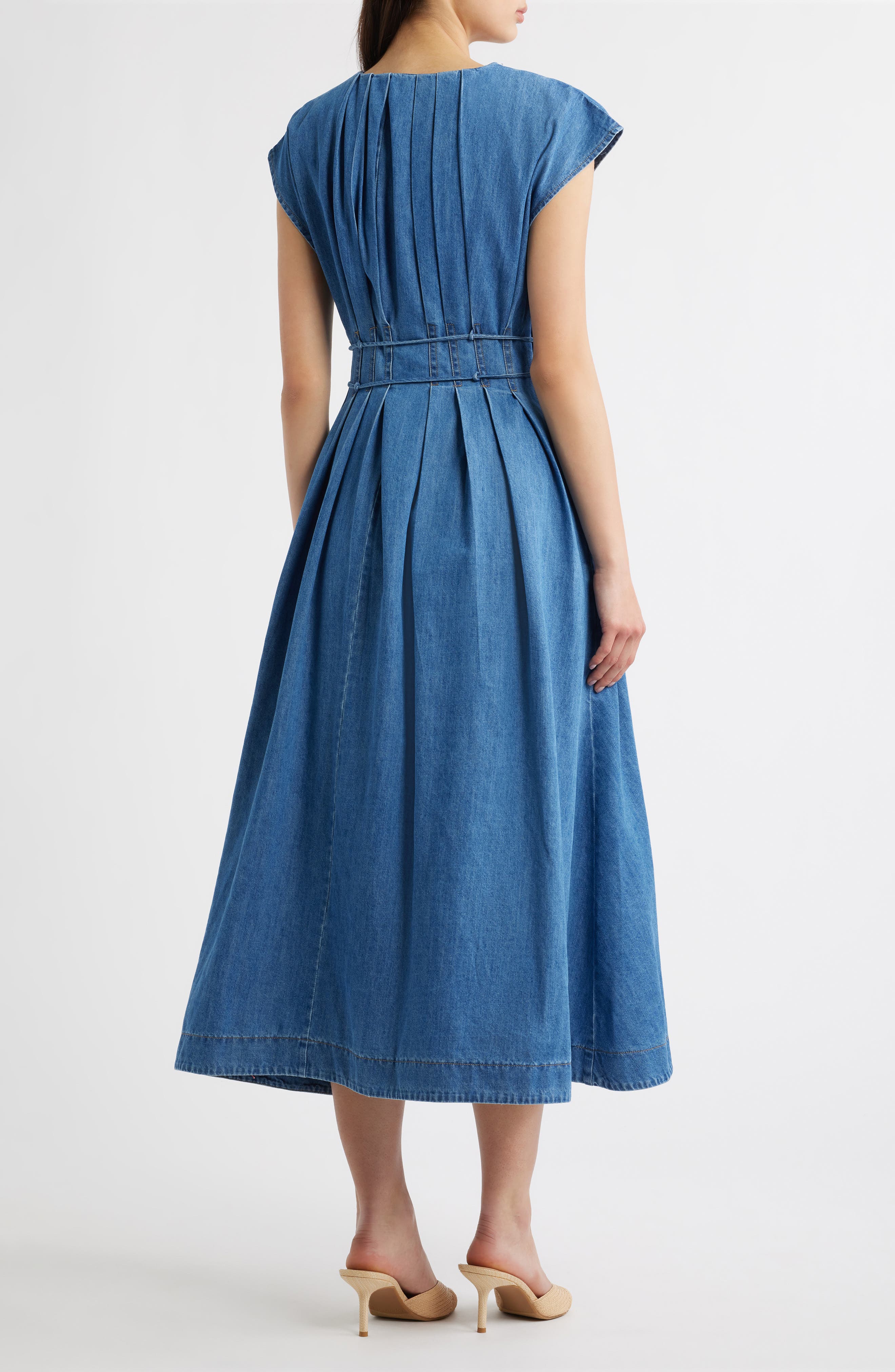 Pleat Denim Midi Shirtdress - image 2