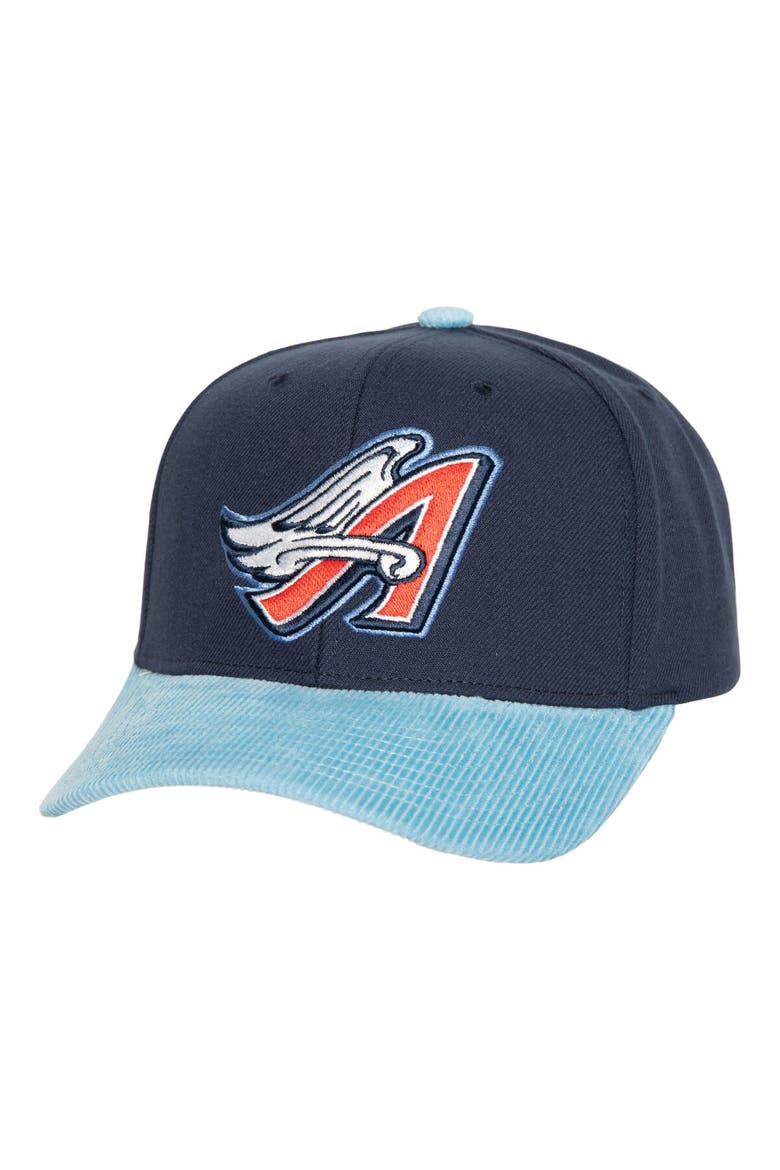 Men's Mitchell & Ness Navy California Angels Corduroy Pro Snapback Hat, Main, color, Navy