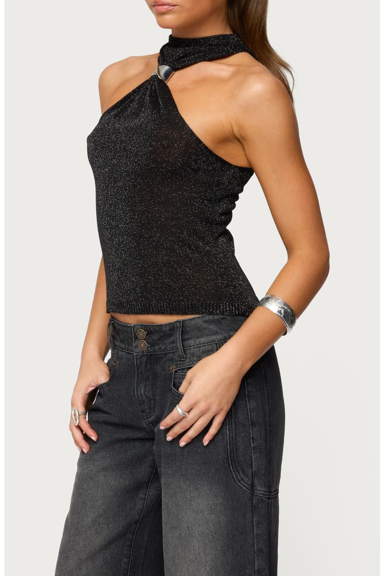 Nalia Ring Glitter Knit Sleeveless Sweater, Alternate, color, BLACK