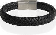 Lucky Brand Wide Woven Microfiber Leather Bracelet for Men, 8.25"