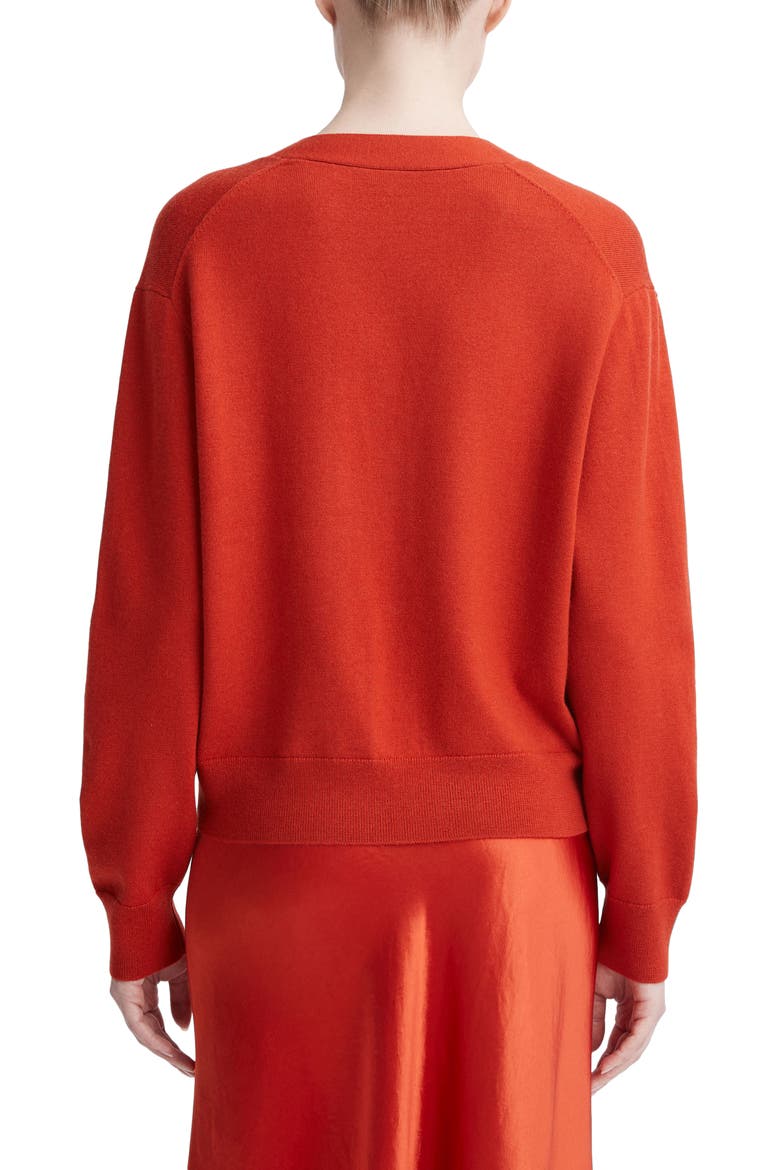 Wool & Cashmere Cardigan, Alternate, color, VERMILLION