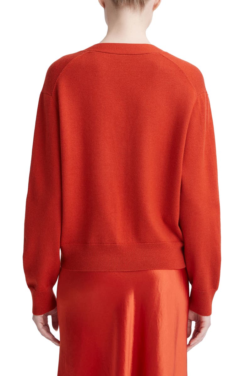 Vince Wool & Cashmere Cardigan, Alternate, color, Vermillion