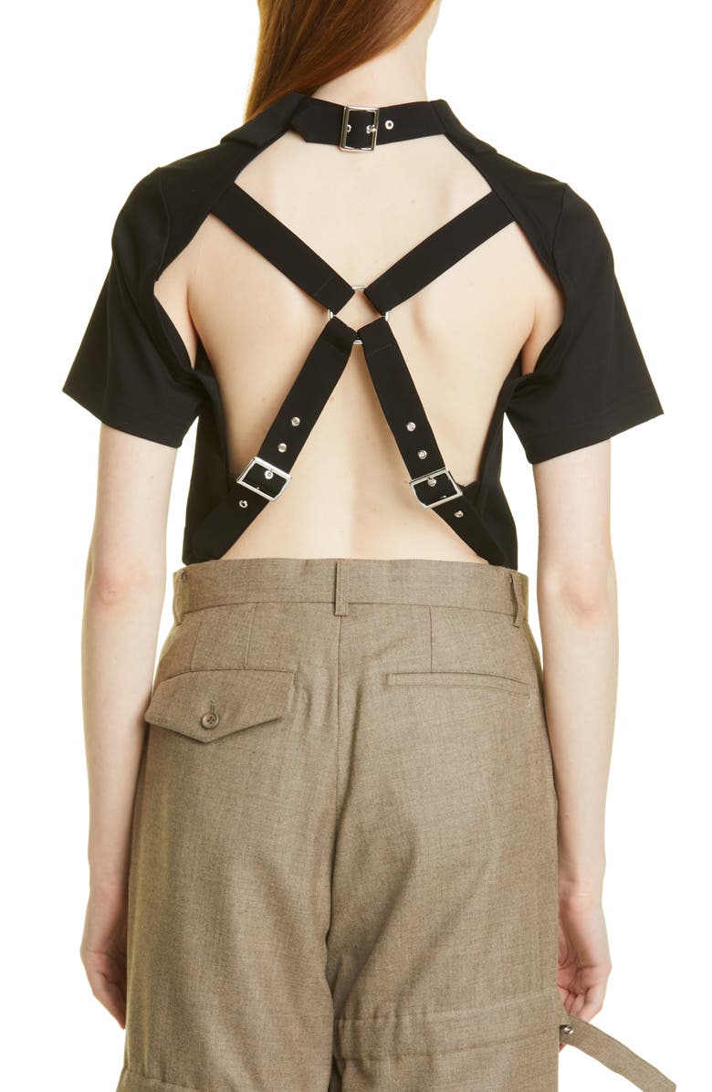 Noir Kei Ninomiya Strap Back Cotton Ponte Top, Alternate, color,