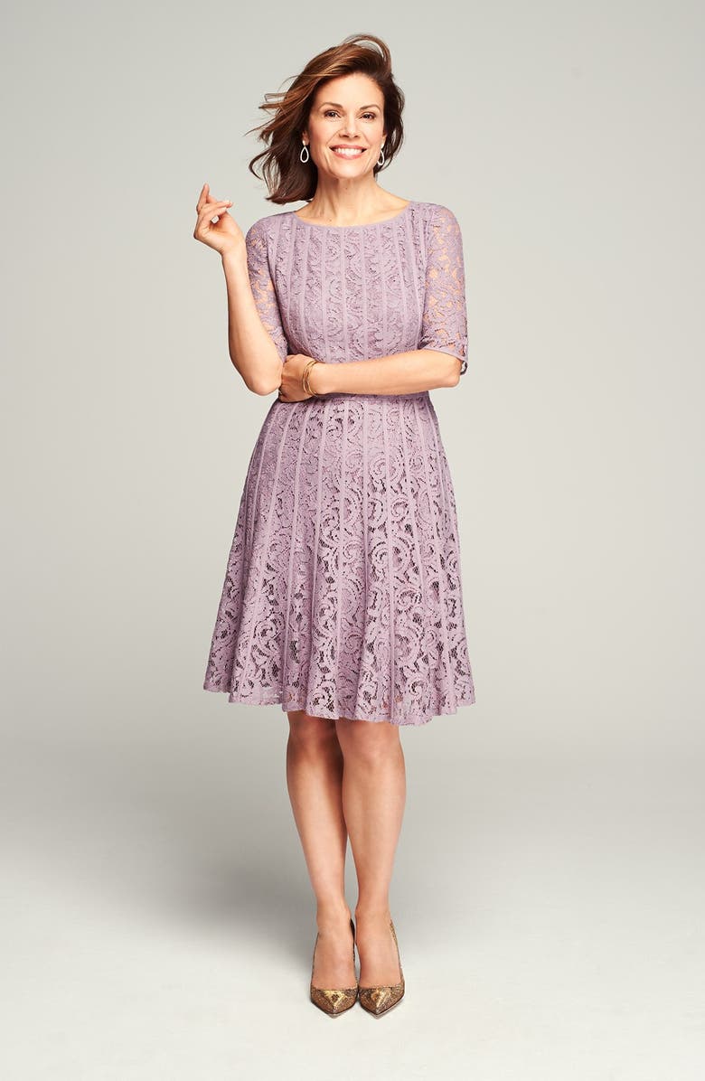 Adrianna Papell Lace Fit & Flare Dress, Alternate, color, 