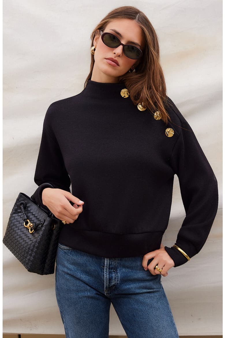 Tessa Mock Neck Sweater, Alternate, color, BLACK