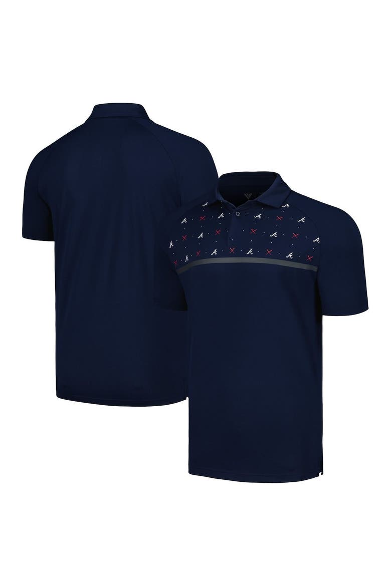 Men's Levelwear Navy Atlanta Braves Sector Batter Up Raglan Polo, Main, color, Navy