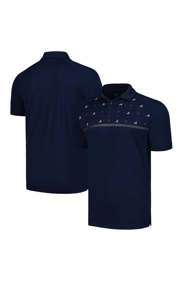 LEVELWEAR Men's Levelwear Navy Atlanta Braves Sector Batter Up Raglan Polo, Main, color, 