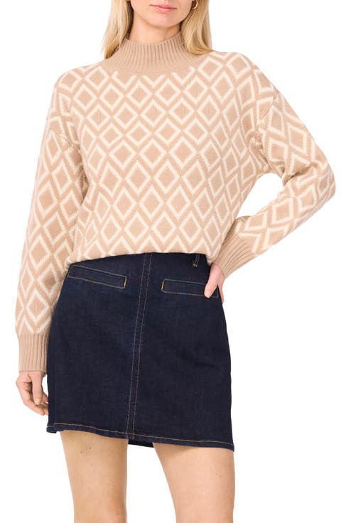 Diamond Jacquard Turtleneck Sweater