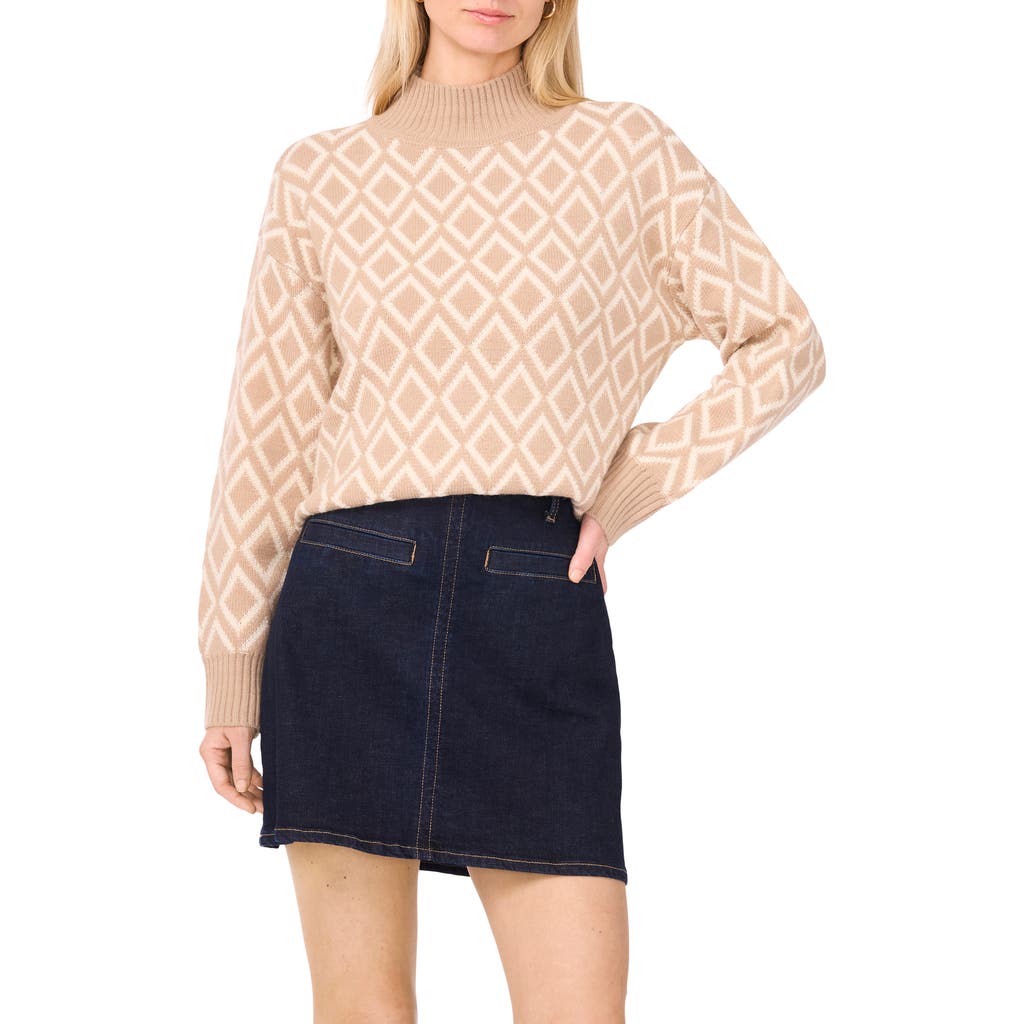 Vince Camuto Diamond Jacquard Turtleneck Sweater In Multi