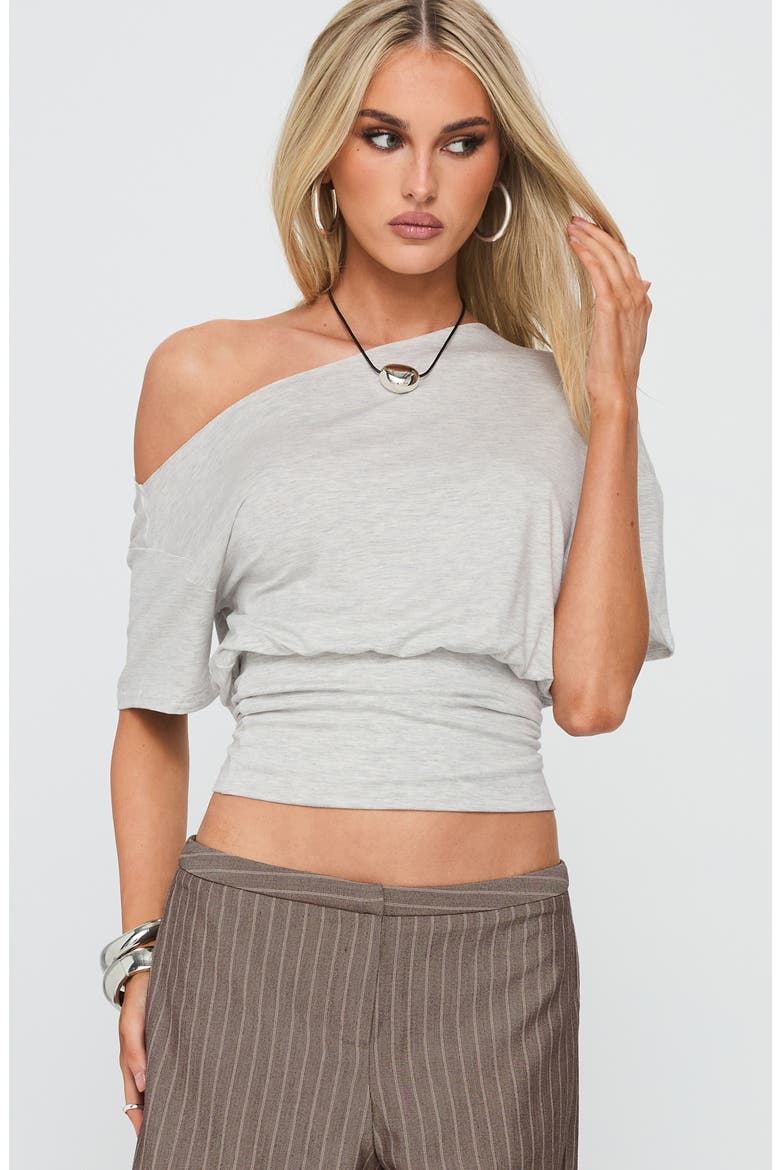 Ashlinn Off the Shoulder Drapey Crop Top, Alternate, color, GREY