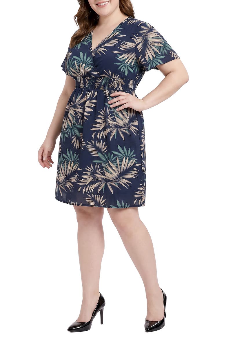 Floral Surplice Neck Minidress, Alternate, color, BLUE FLORAL