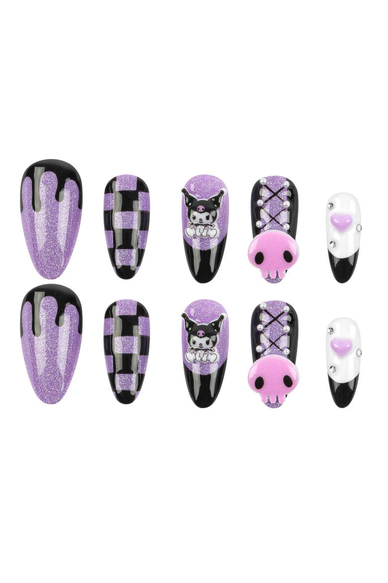 Kuromi 3D Medium Almond Press-On Nails, Main, color, Purple/Black