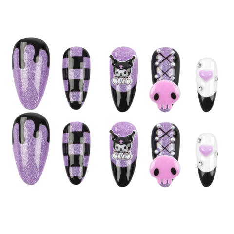 Kuromi 3D Medium Almond Press-On Nails