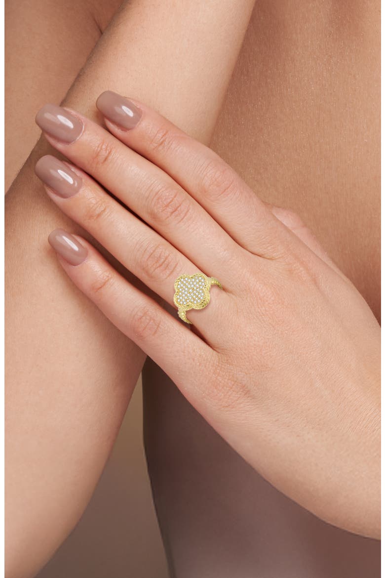 Pavé Clover Ring, Alternate, color, GOLD