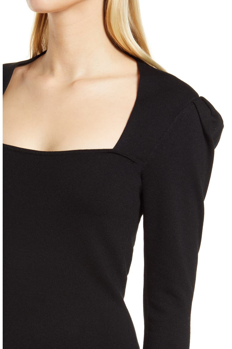Long Sleeve Body-Con Dress, Alternate, color, BLACK