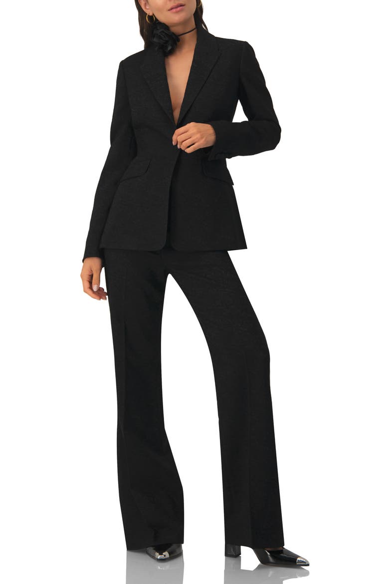 Blazer with Pockets and Floral Accessory, Alternate, color, Black