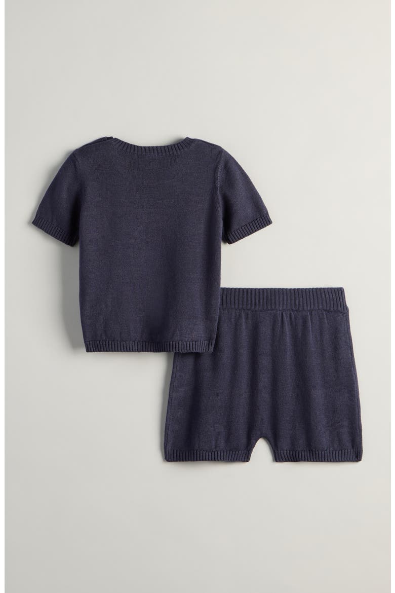 Motif Short Sleeve Cotton Blend Sweater & Shorts Set, Alternate, color, NAVY PEACOAT SEAHORSE
