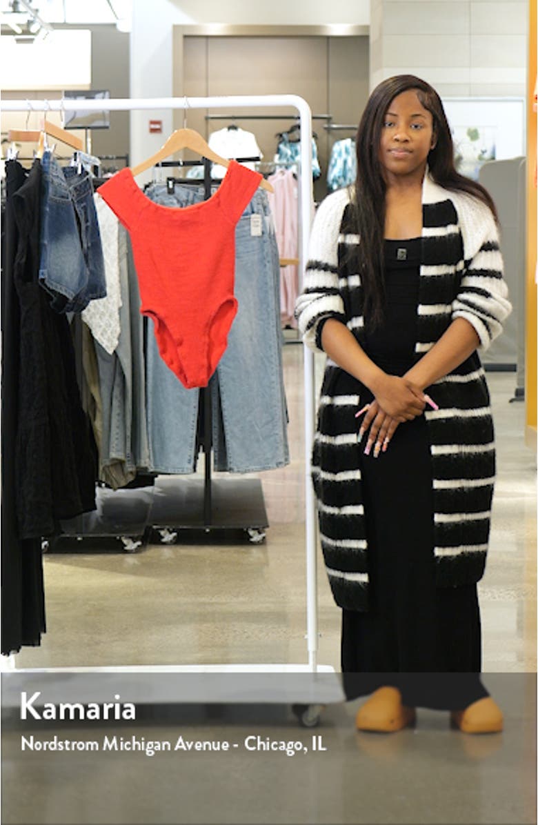 Grace Off the Shoulder Seersucker One-Piece Swimsuit, sales video thumbnail